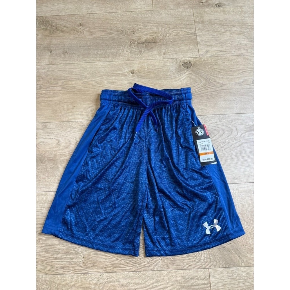 NWT Kids Boys Under Armour shorts loose fit blue heat gear athletic size youth S